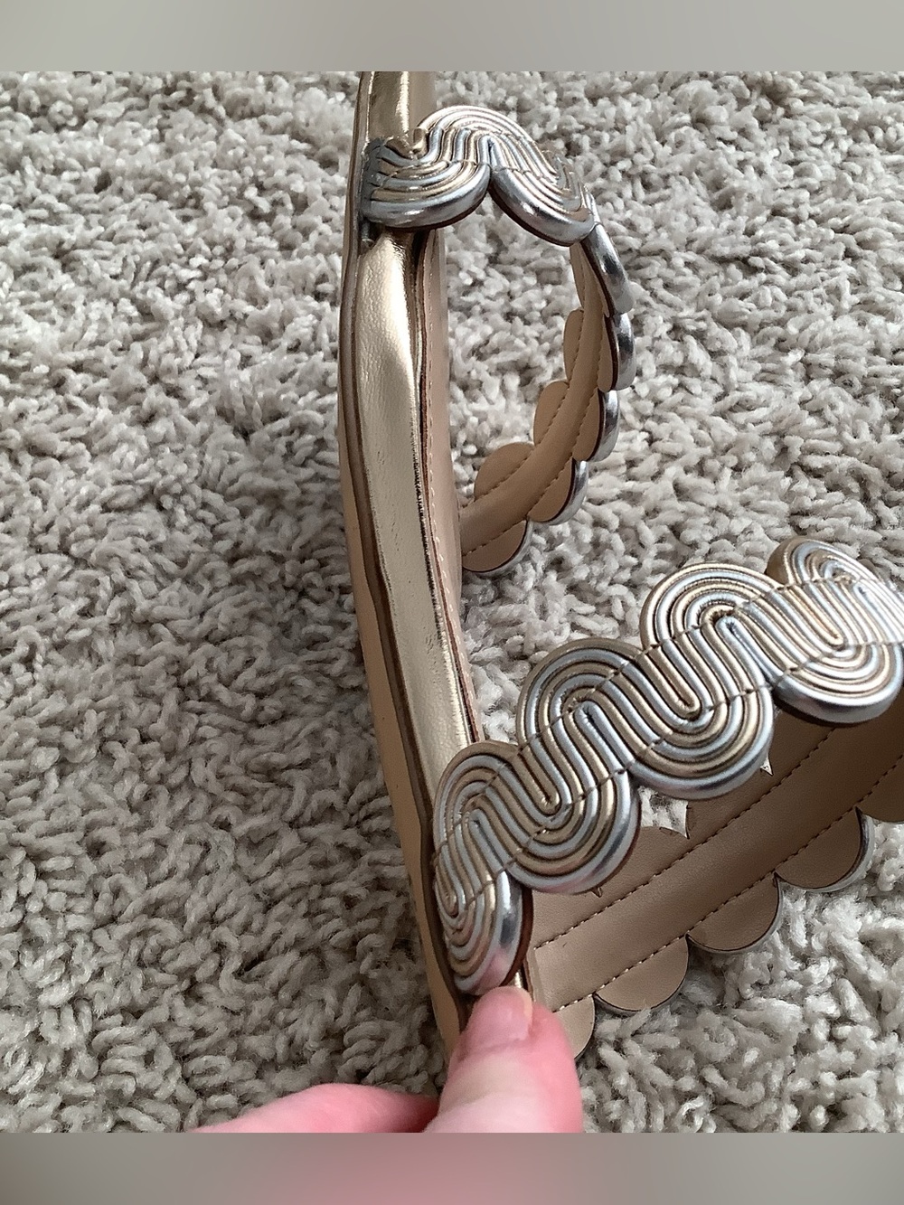 WORN ONCE! White House Black Market Mixed Metal Flat Sandal - Picture 6 of 9